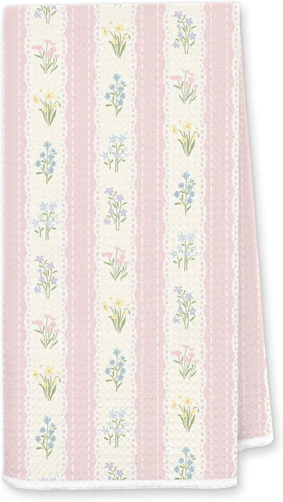 Toalla de cocina floral rosa vintage a rayas suave y absorbente