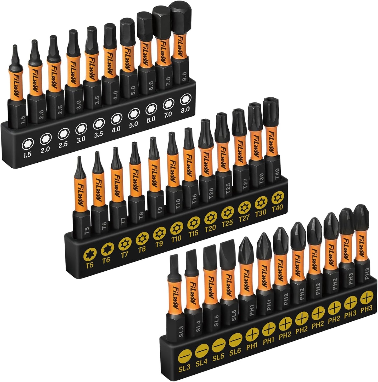Set 34 Pzas Puntas Destornillador Impacto Magnéticas Acero S2 2pulg