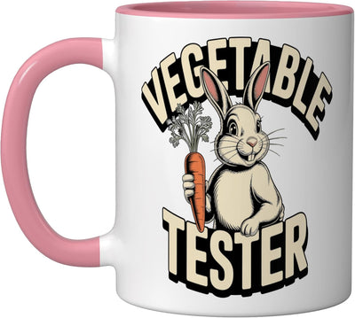 Taza Cerámica para Zanahoria con Dibujo de Conejo Rosa/Blanca