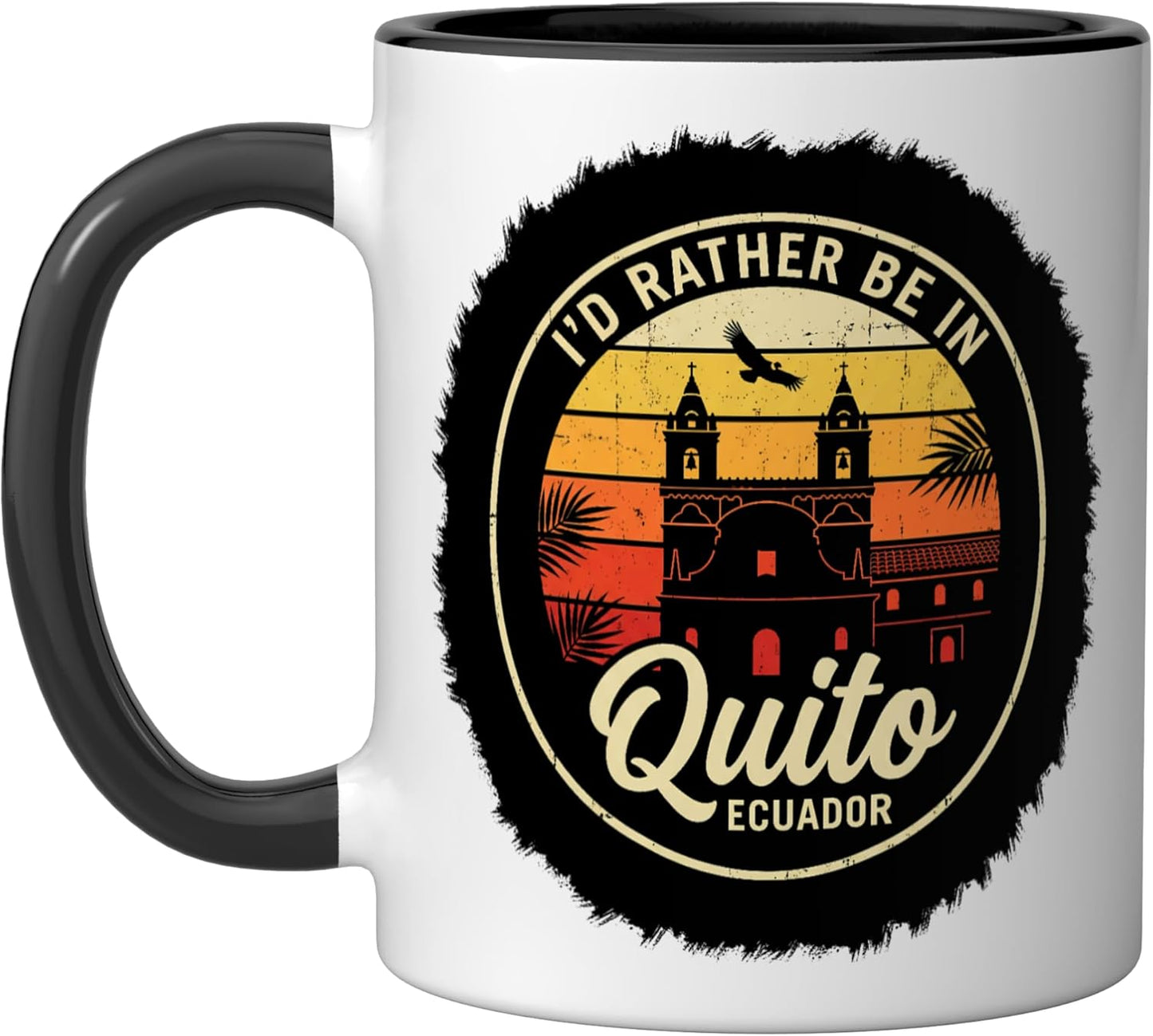 Taza cerámica I'd Rather Be In Quito Ecuador Negro/Blanco