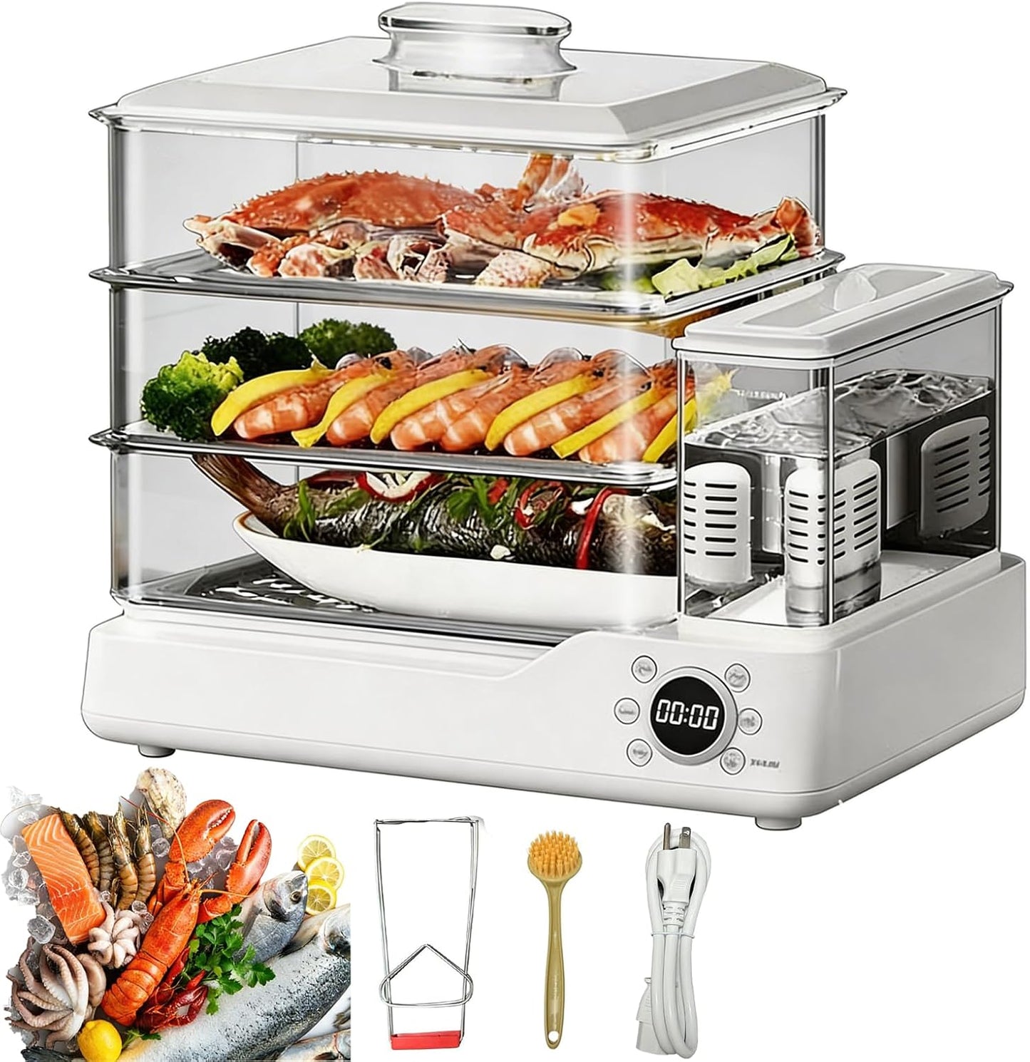 Vaporera eléctrica 25qt 3 niveles 800w sin BPA