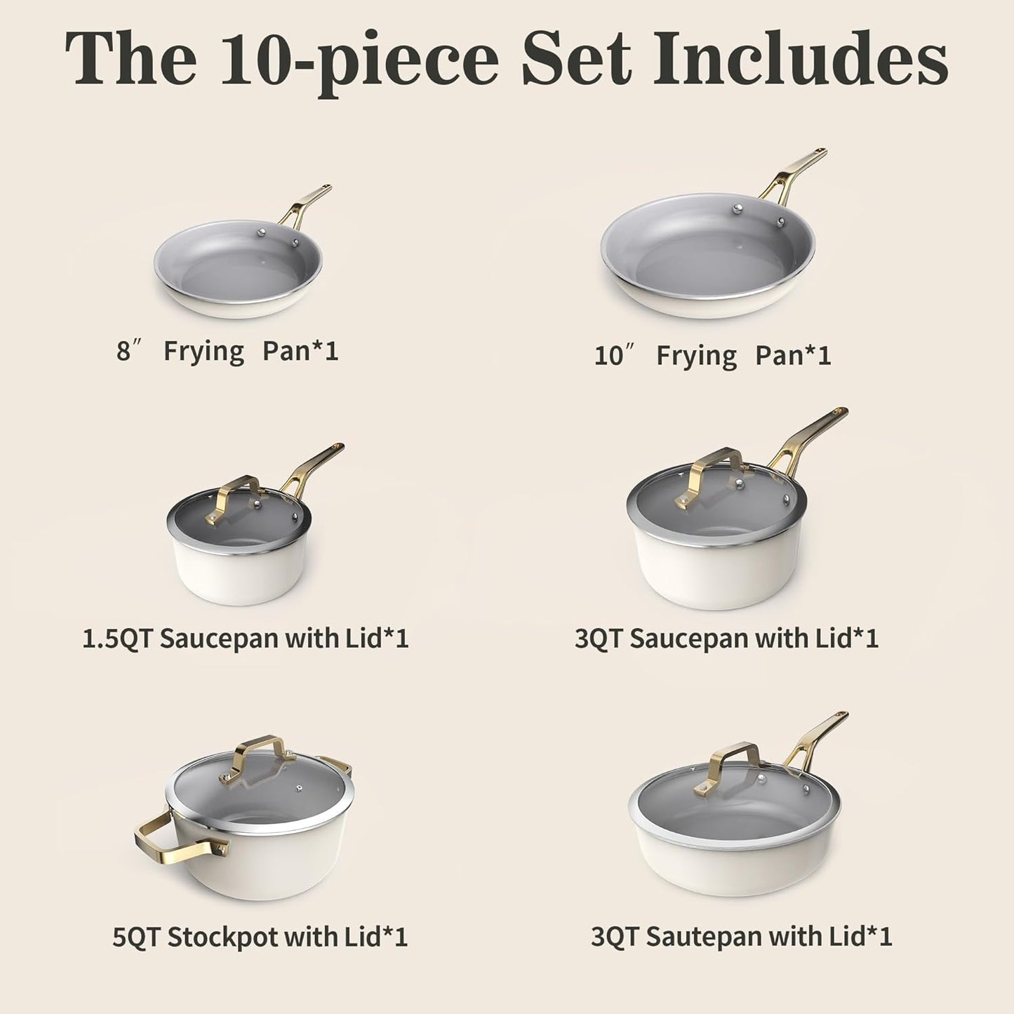 Set 10 Pzas Utensilios Cerámica Antiadherente Tapas