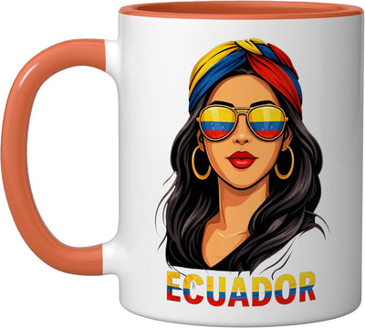 Taza Cerámica Ecuatoriana Naranja/Blanco
