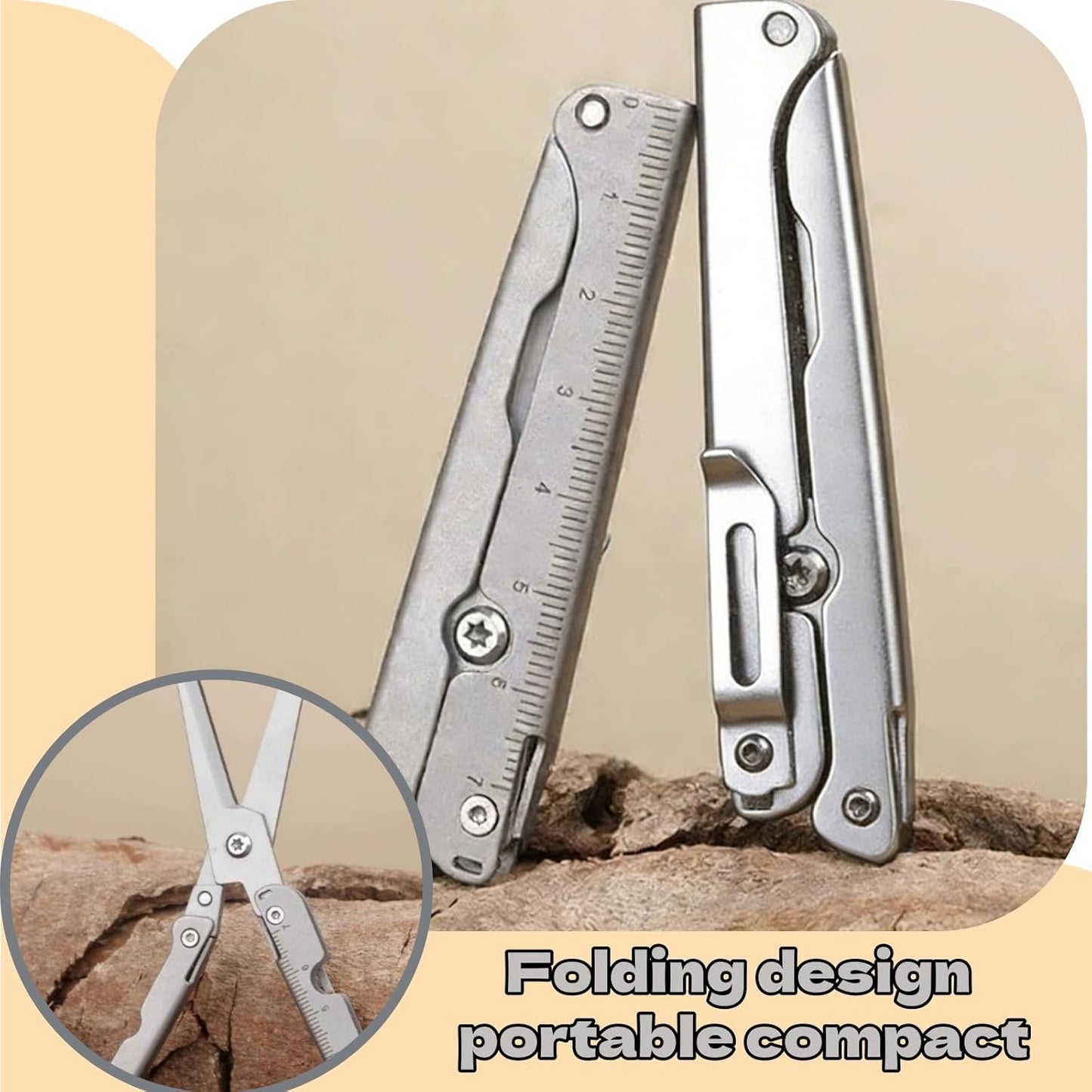 Tijeras plegables compactas con regla integrada para uso exterior