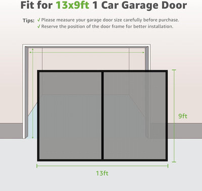 Pantalla puerta garaje 1 auto magnética malla fibra vidrio negro 13ft