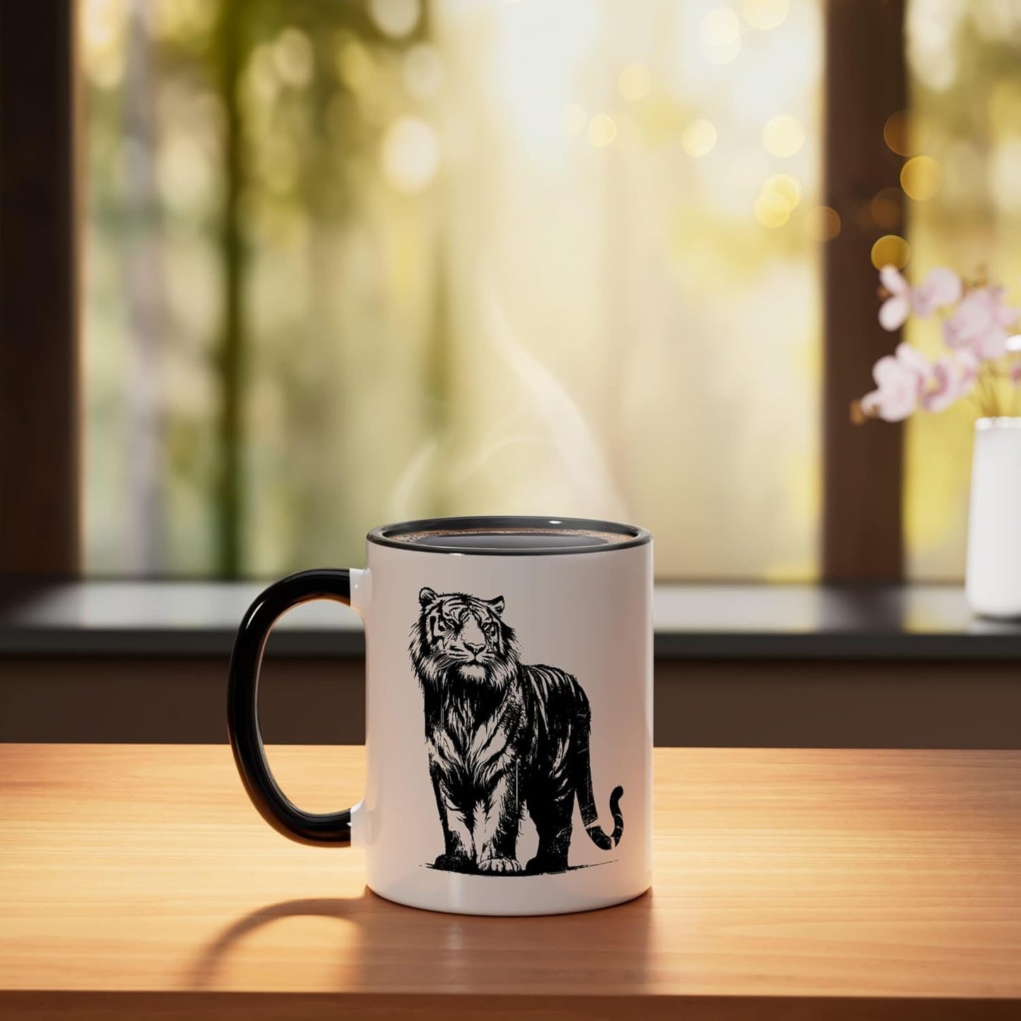 Taza Cerámica Estilo Edgy Tiger Negro/Blanco