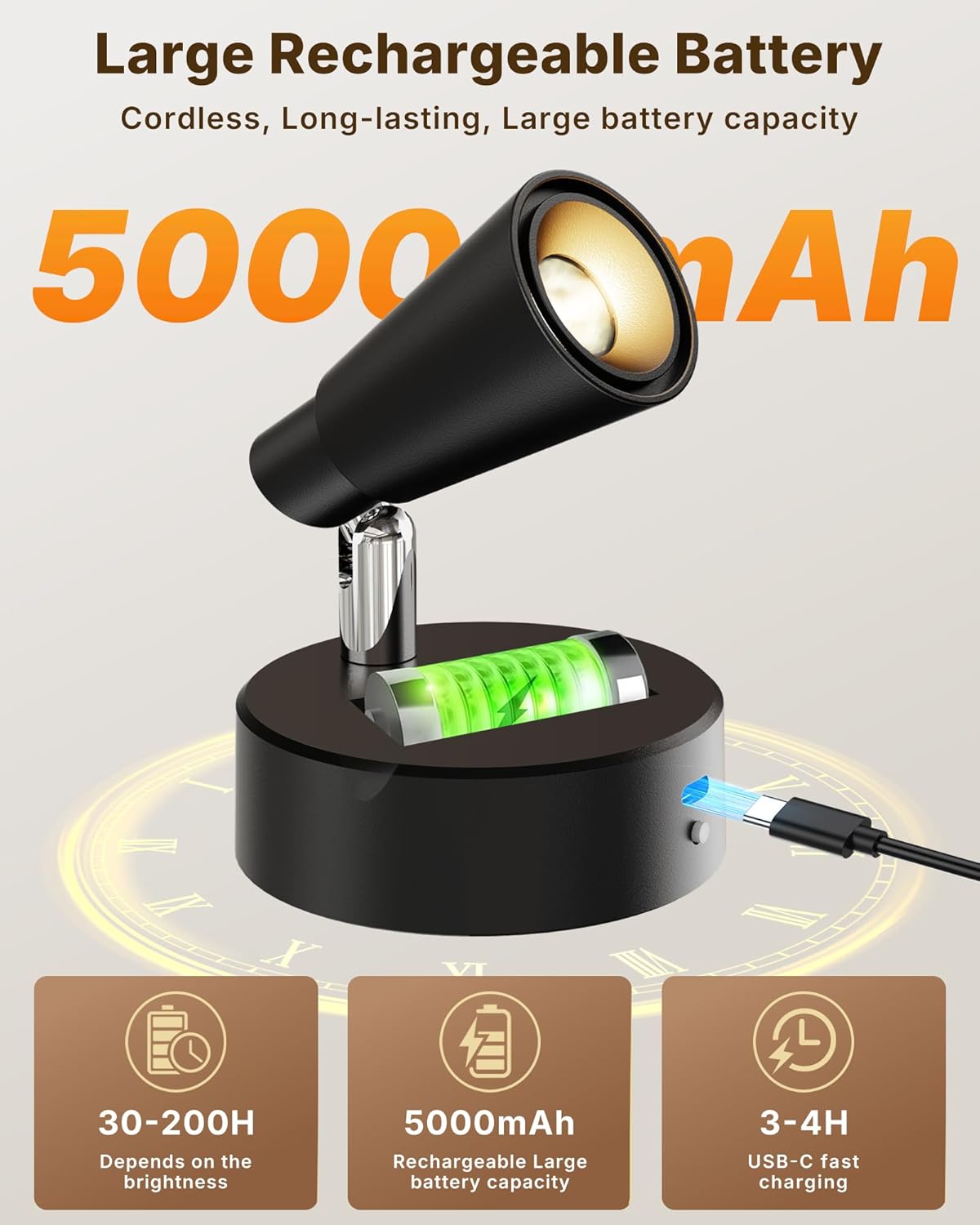 Focos LED recargables regulables con control remoto 3CCT