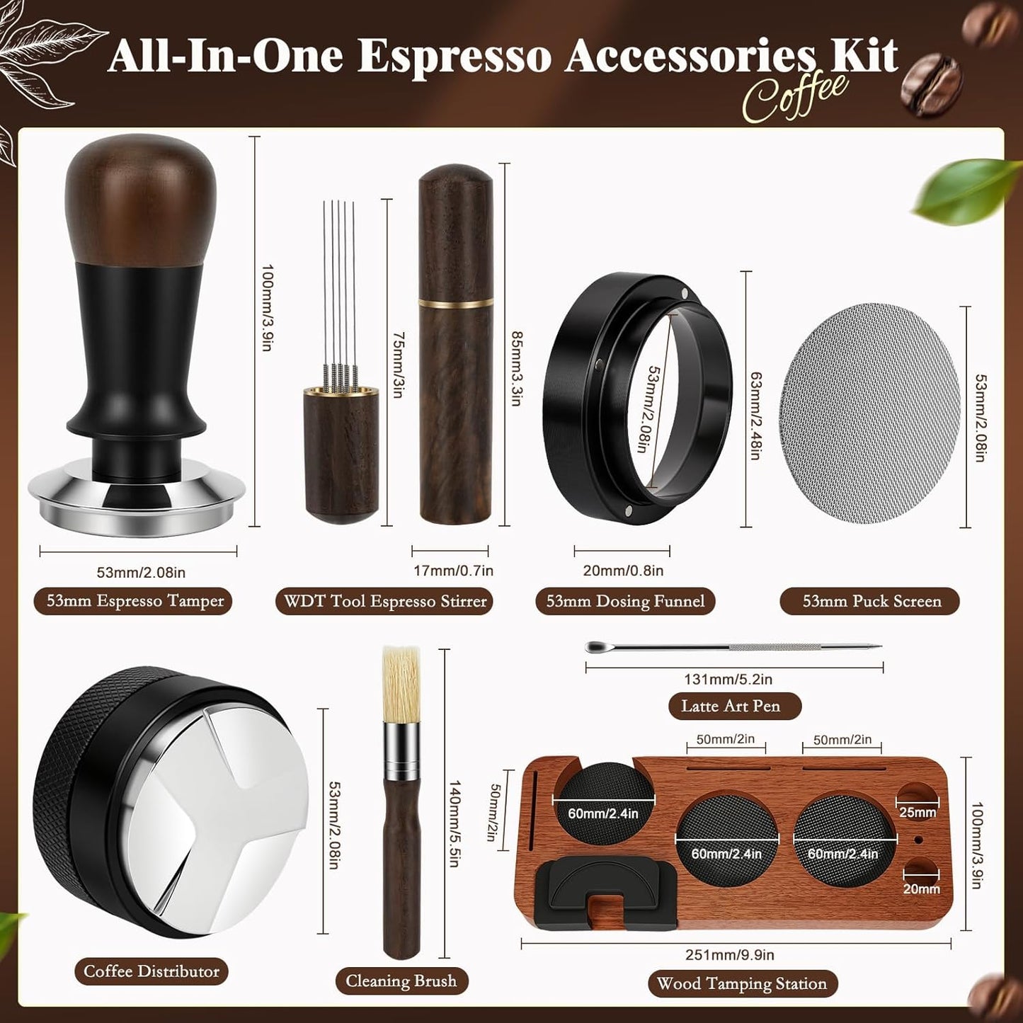 Kit 8 accesorios café expreso distribuidor pantalla disco embudo