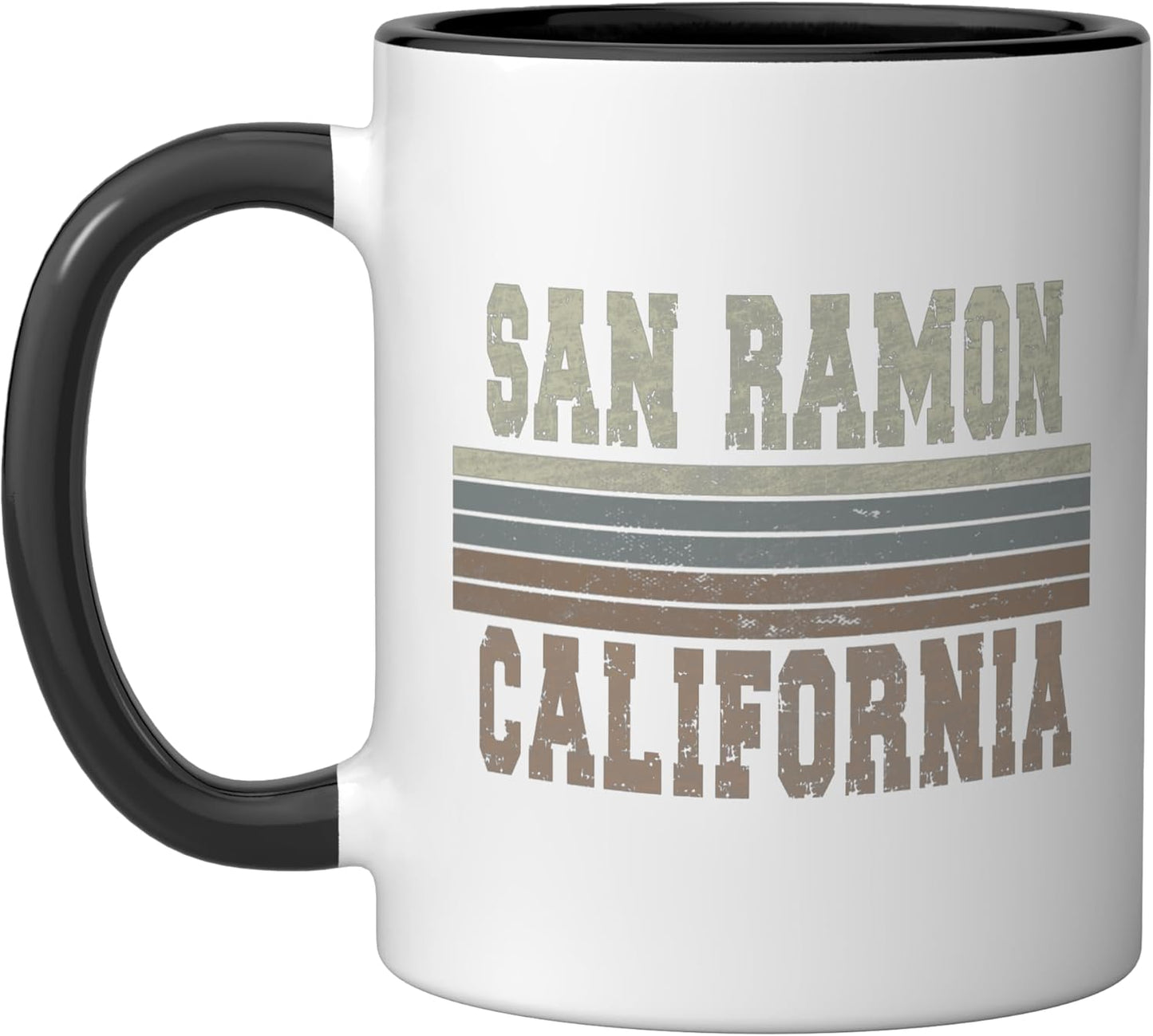 Taza cerámica San Ramon California retro negra/blanca