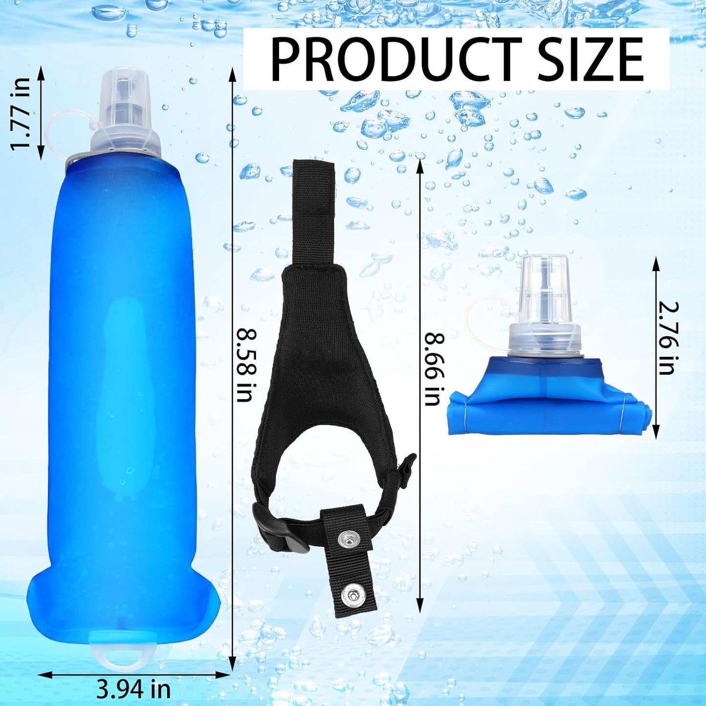 Botella de agua de mano plegable LemonRoad sin BPA con correa ajustable