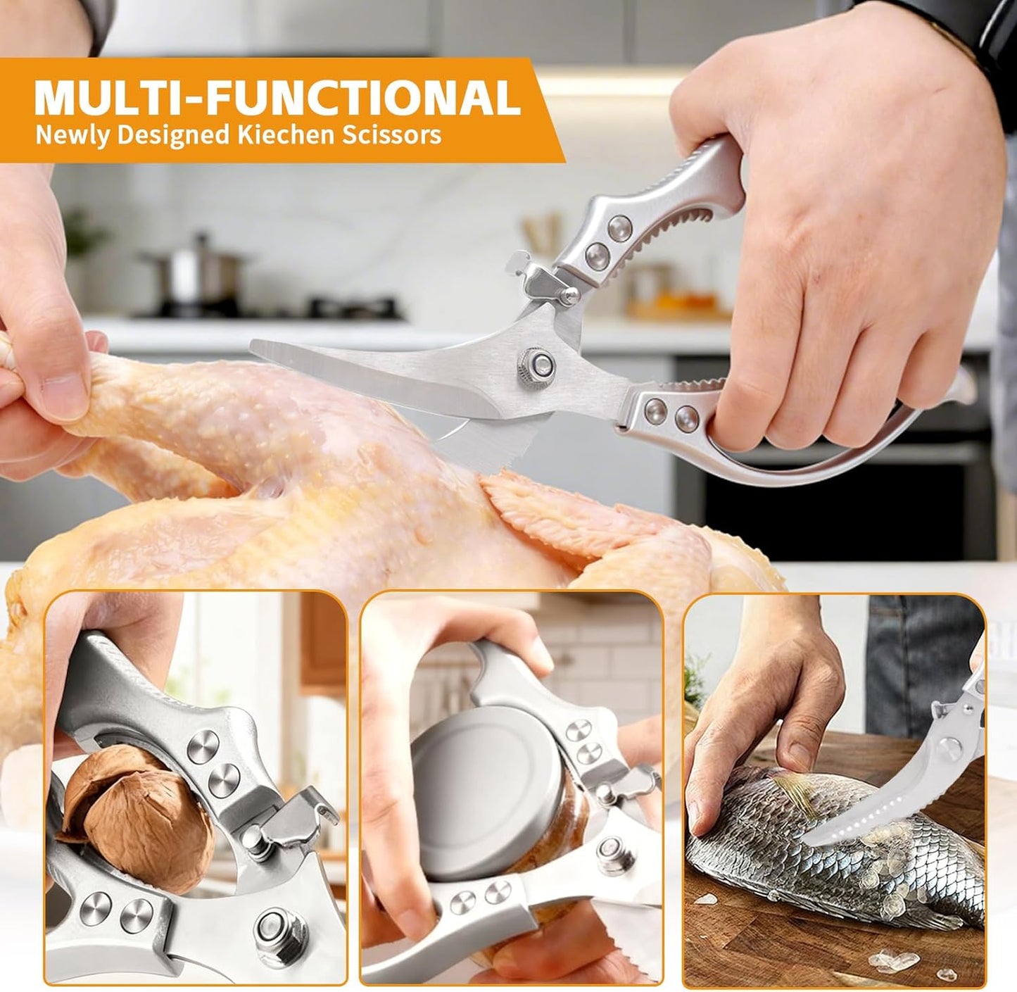 Tijeras de cocina multifunción para cortar pollo pavo pescado vegetales