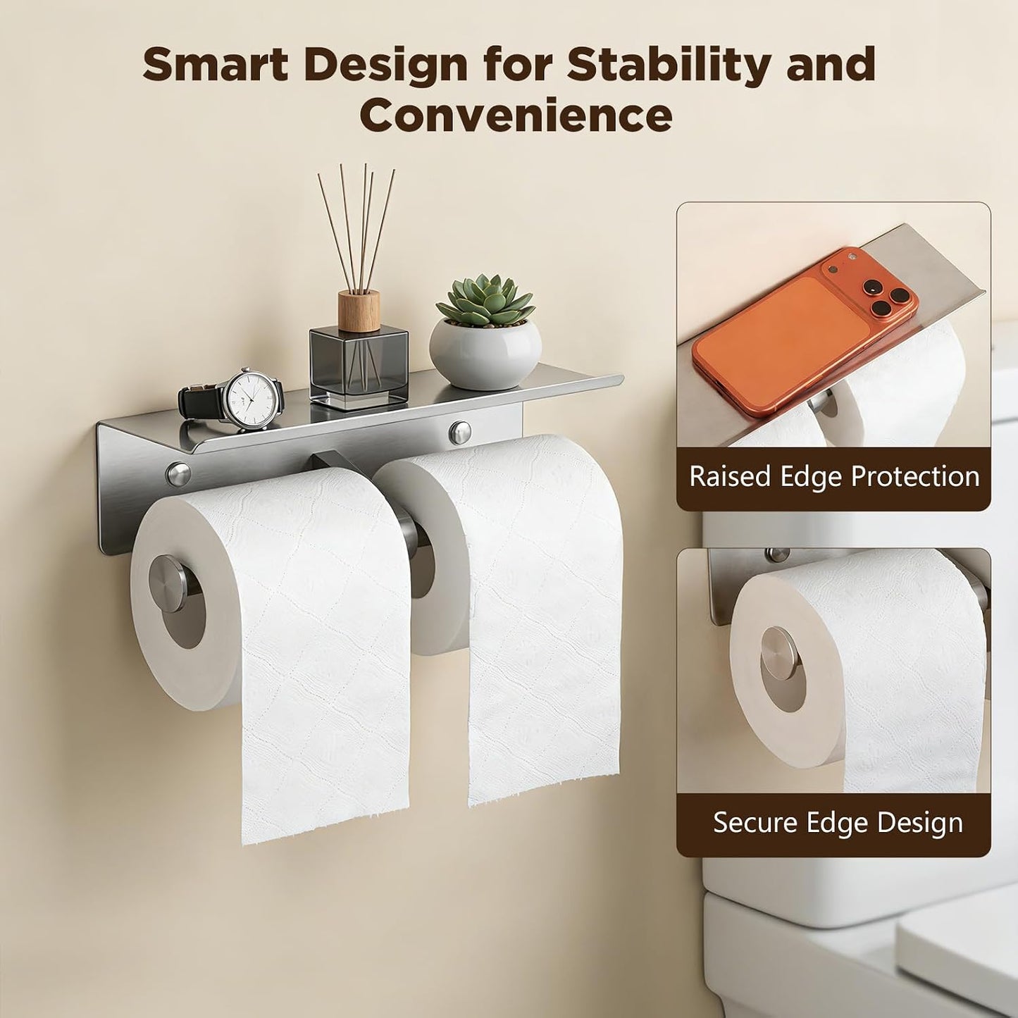 Soporte papel higiénico doble rollo acero inox