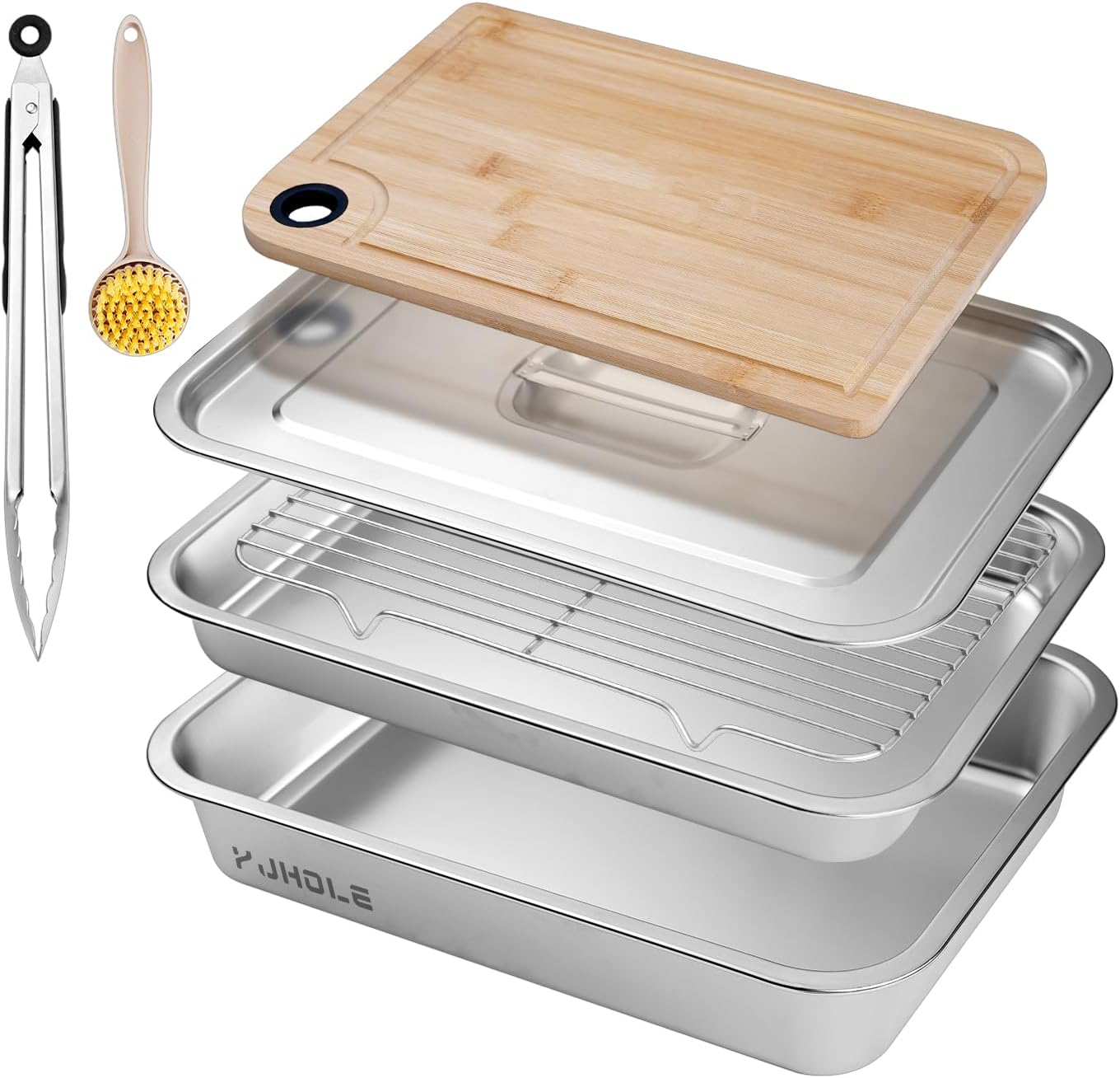 Bandejas acero inox para parrilla con tapa tabla cortar