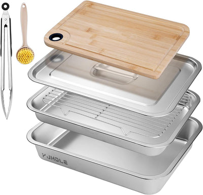 Bandejas acero inox para parrilla con tapa tabla cortar