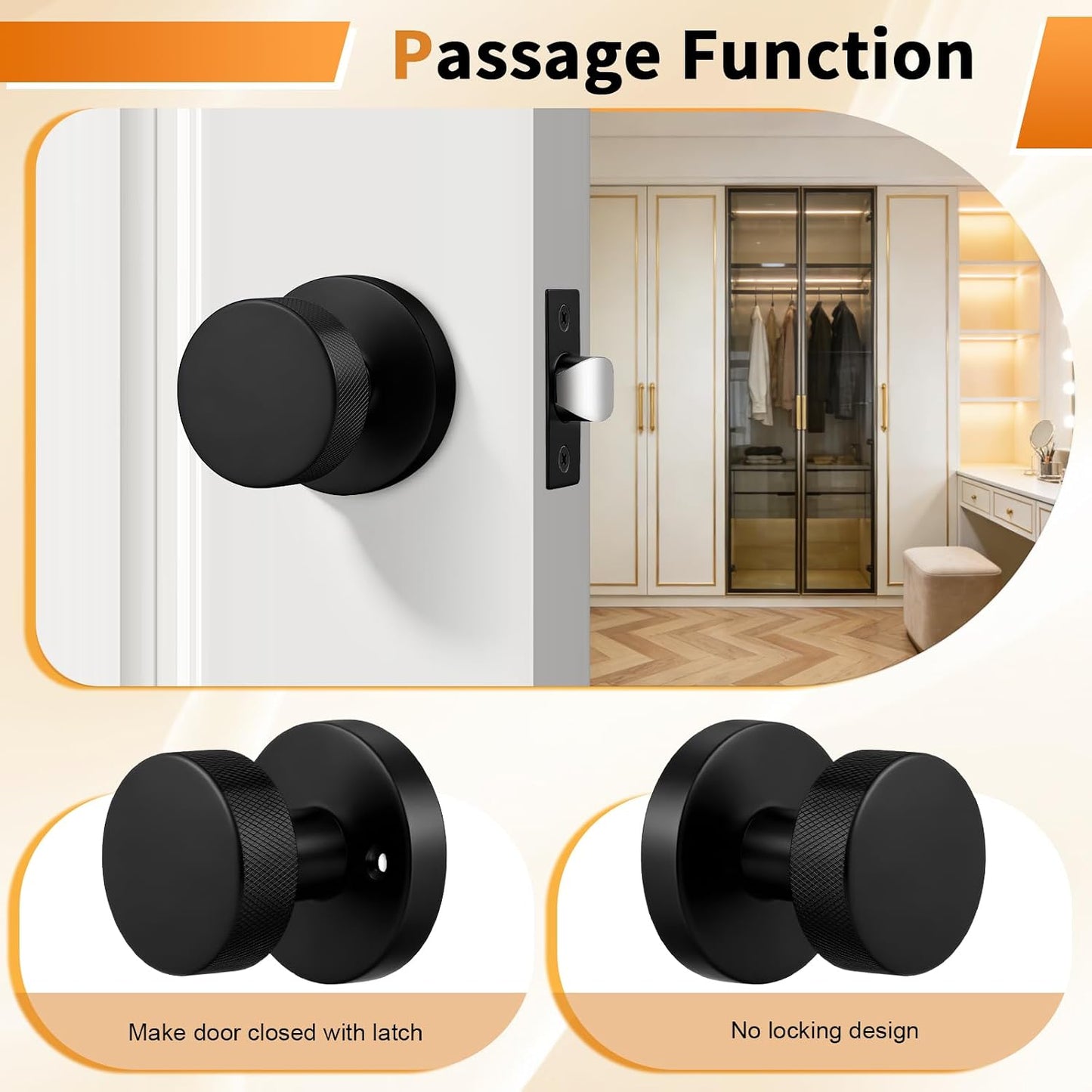 Set 1 Perillas Puerta Interior Negro