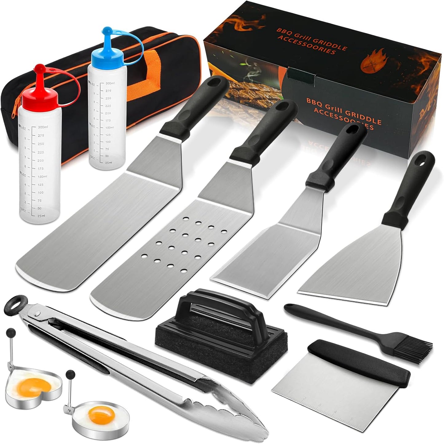 Set 14 Pzas Accesorios Parrilla Espátulas Agrandadas