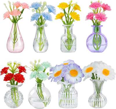 Mini imanes de cristal con flores artificiales para refrigerador y decoración