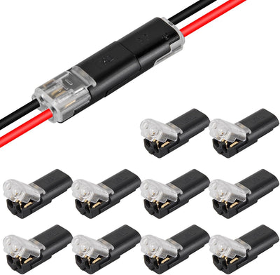 10 Conectores Tira Luz LED Doble Cable 2 Pines Hebilla Bloqueo