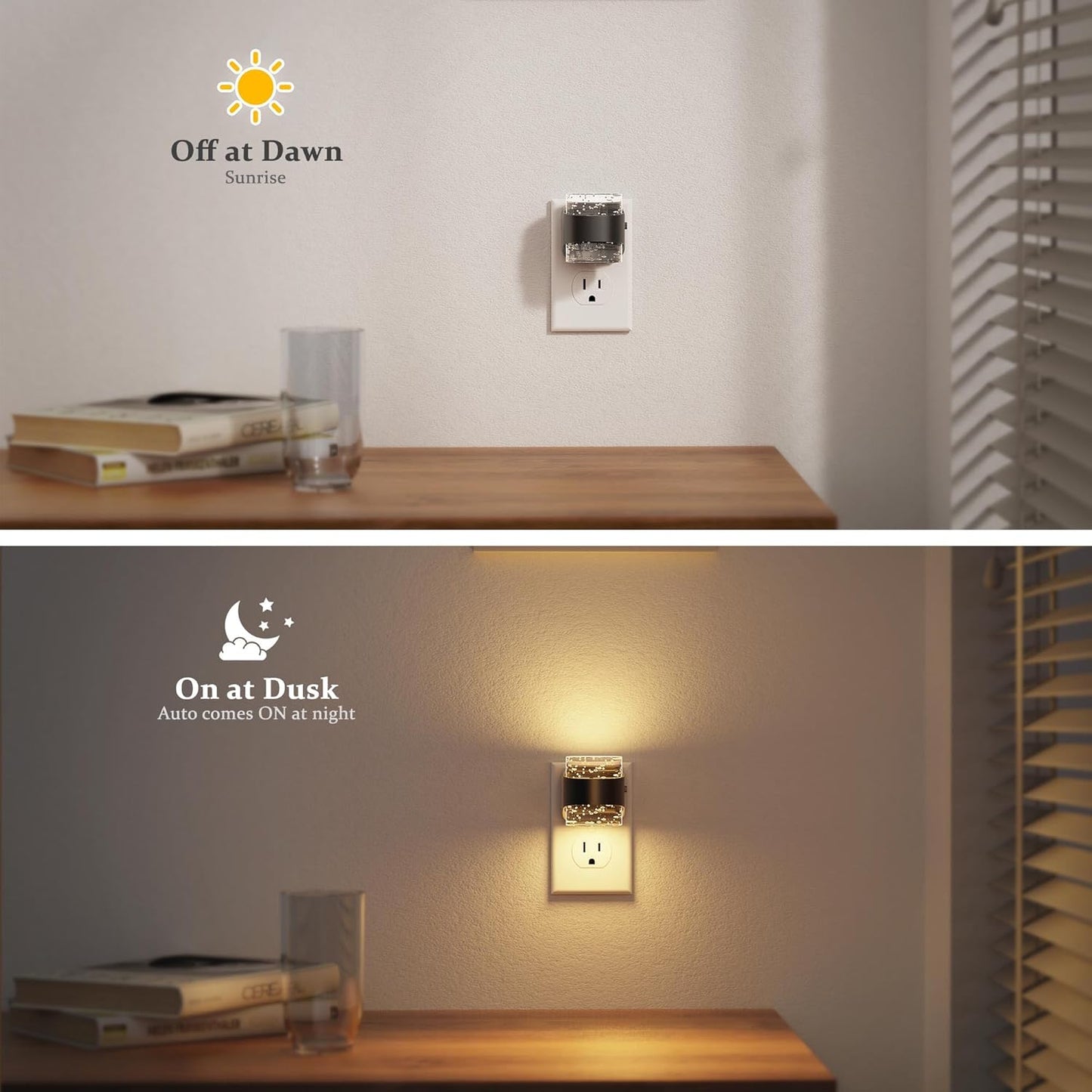 Luz nocturna LED burbujas 3000-5000K sensor atardecer