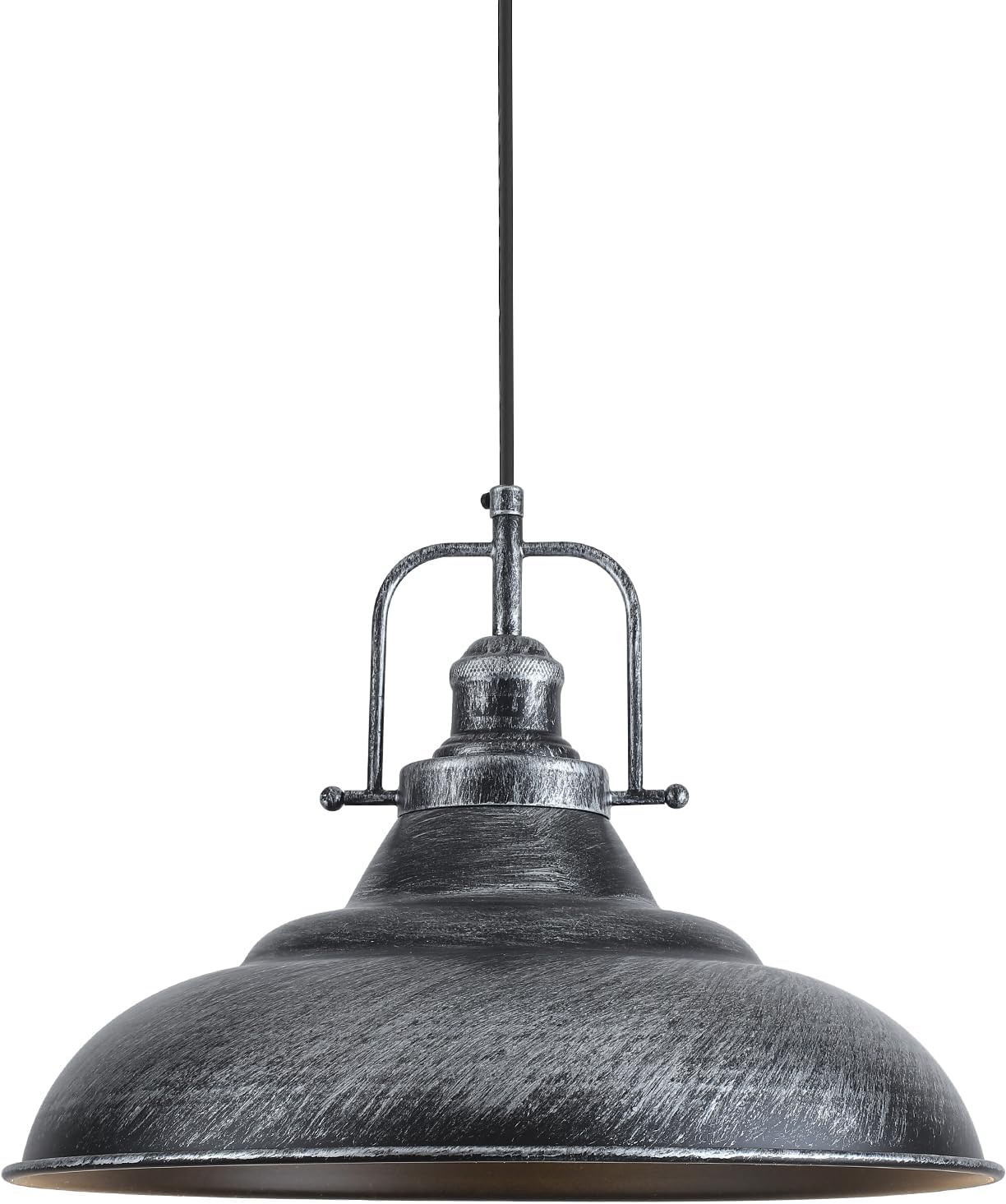 Luz colgante isla cocina 16pulg negra plateada vintage