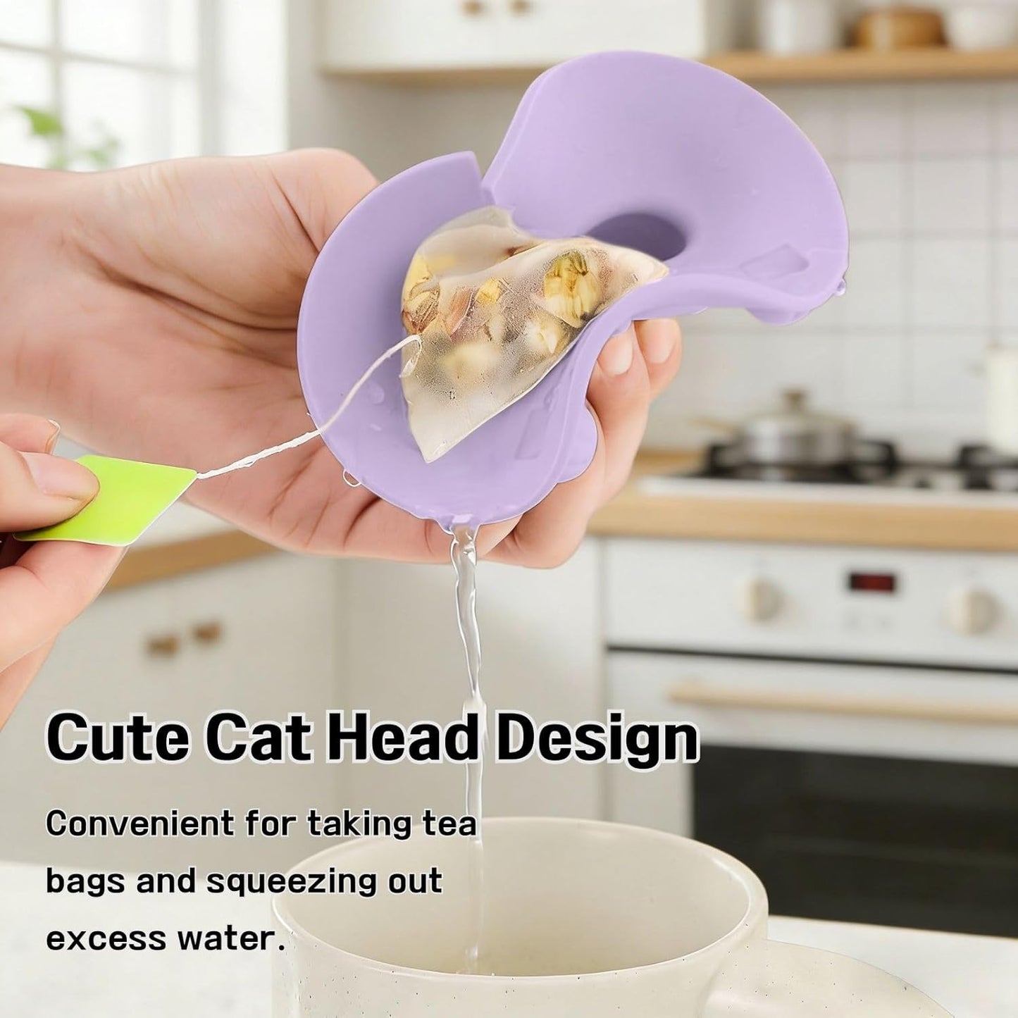 Fundas de silicona para tazas con soporte de bolsa de té diseño gato