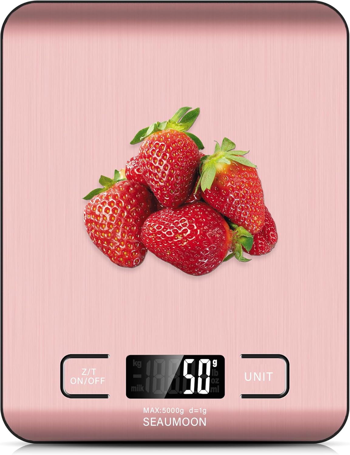 Báscula cocina acero inox 11lb pantalla LCD tara rosa