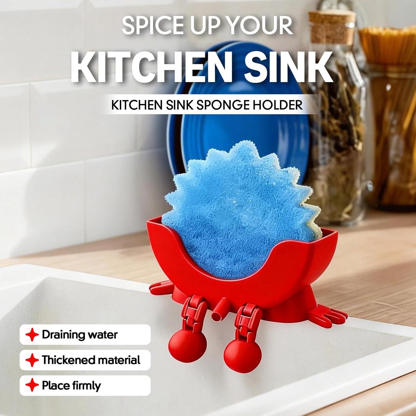 Soporte de esponja colgante con drenaje para fregadero de cocina