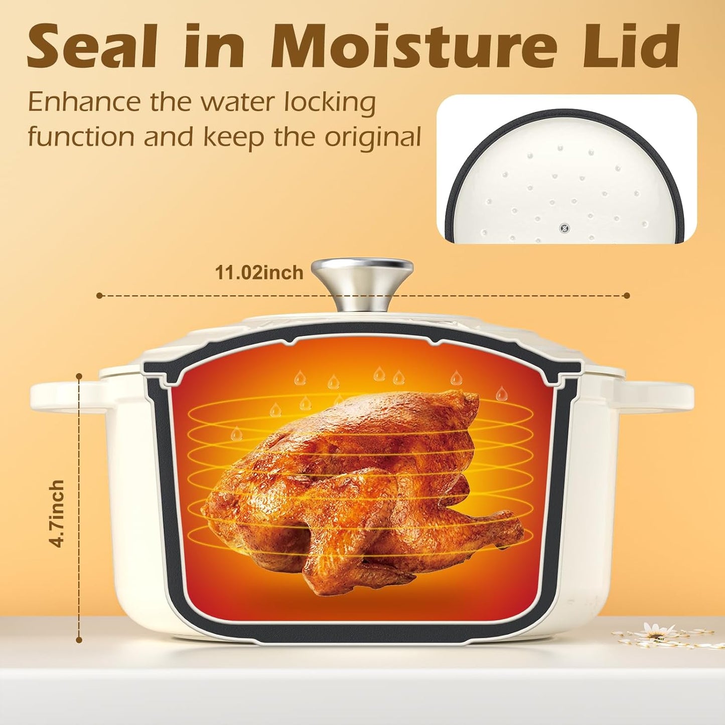 Horno holandés hierro fundido esmaltado 7qt con tapa y libro