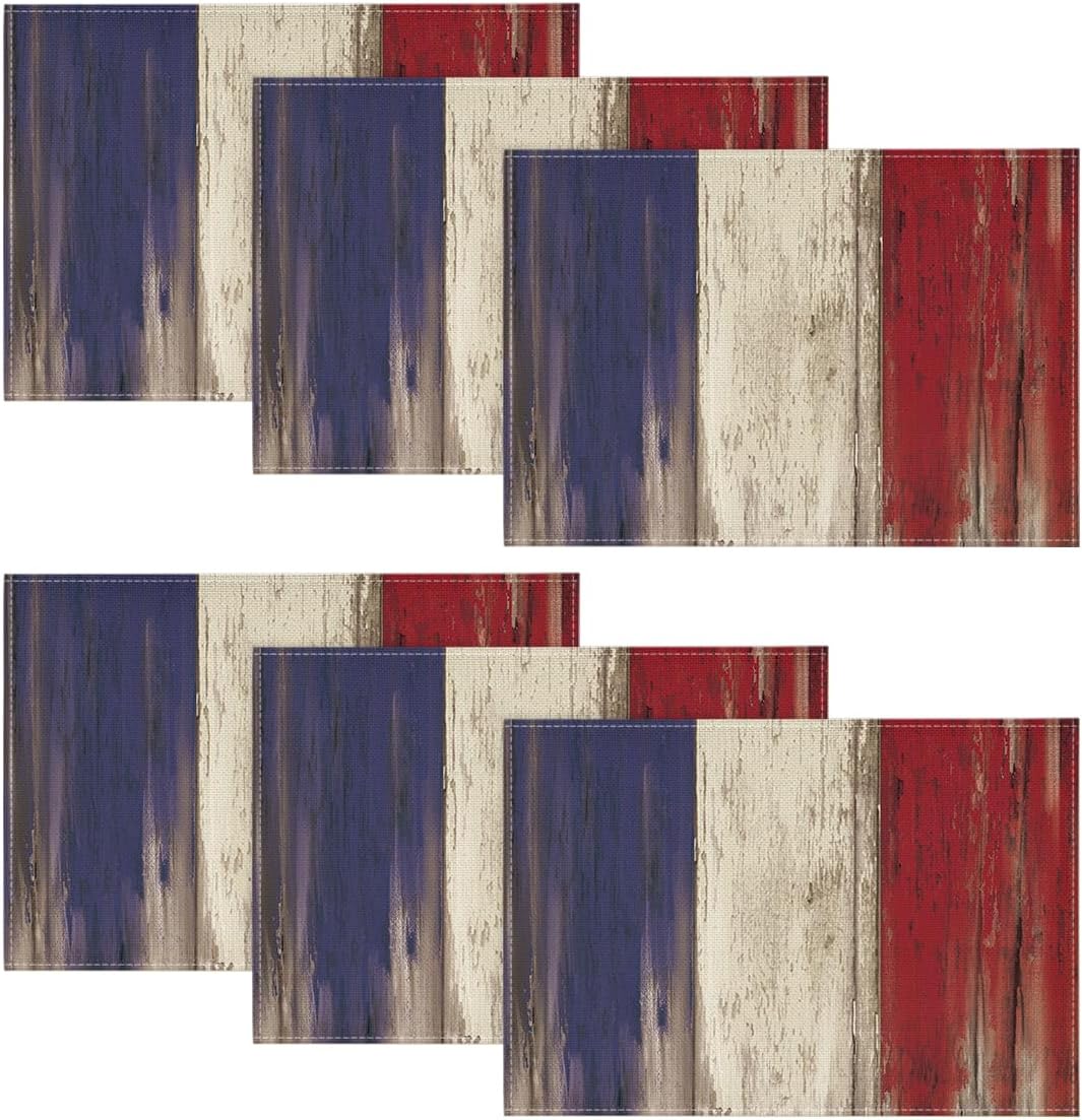 Juego de 6 manteles individuales Artoid con rayas estilo madera 12x18
