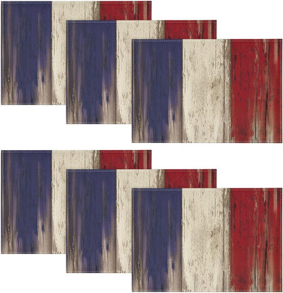 Juego de 6 manteles individuales Artoid con rayas estilo madera 12x18