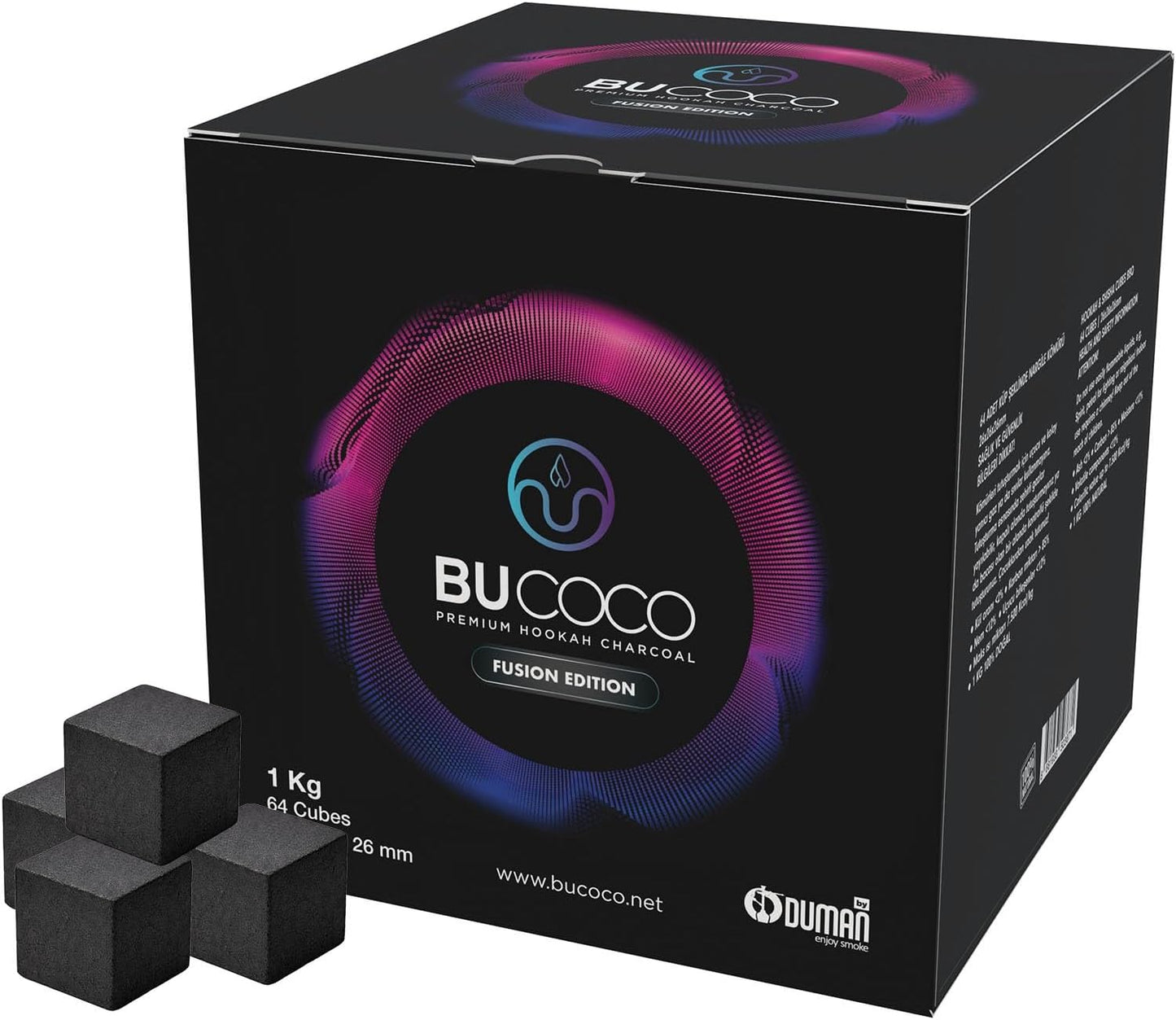 Cubos carbón coco 1.024pulg natural para asar 1kg