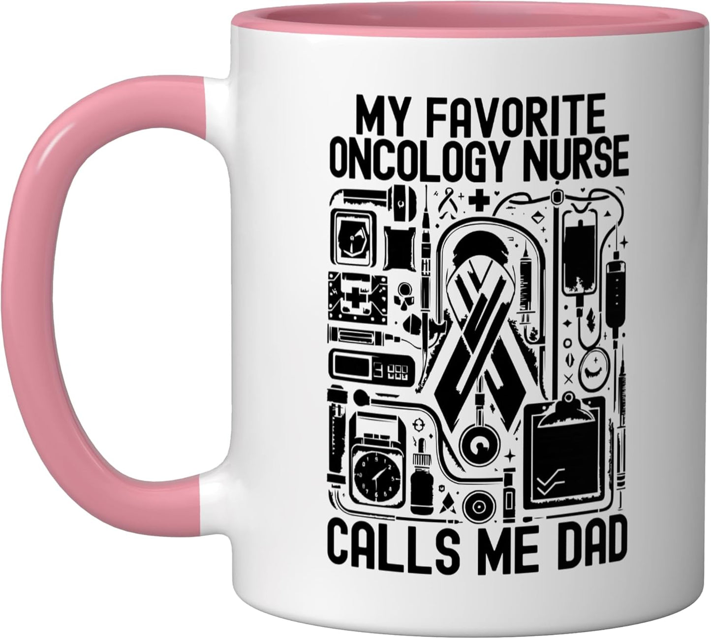 Taza Cerámica para Enfermera Oncológica Rosa/Blanca