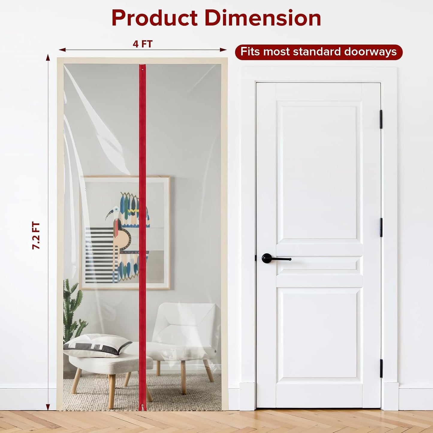 Set 2 Cubiertas Puerta Plástico Cremallera 4x7.2ft