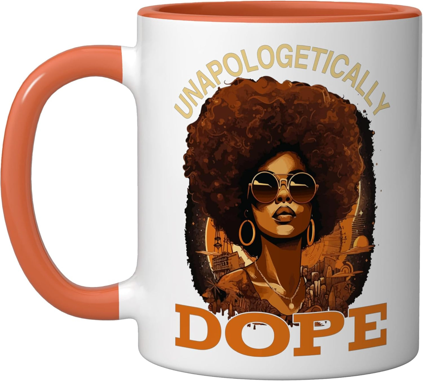 Taza Cerámica Historia Afroamericana Juneteenth Naranja/Blanco