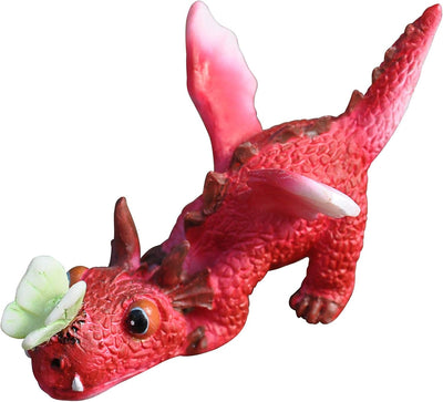 Mini Terrario Hadas Dragón Rojo con Mariposa
