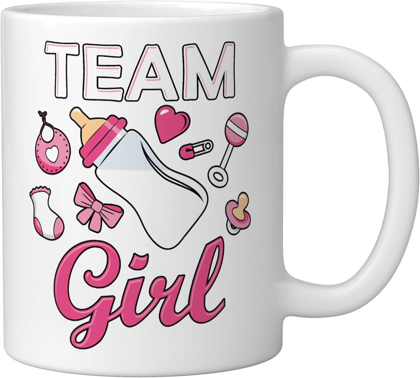 Taza cerámica para anuncio de bebé rosa Team Girl