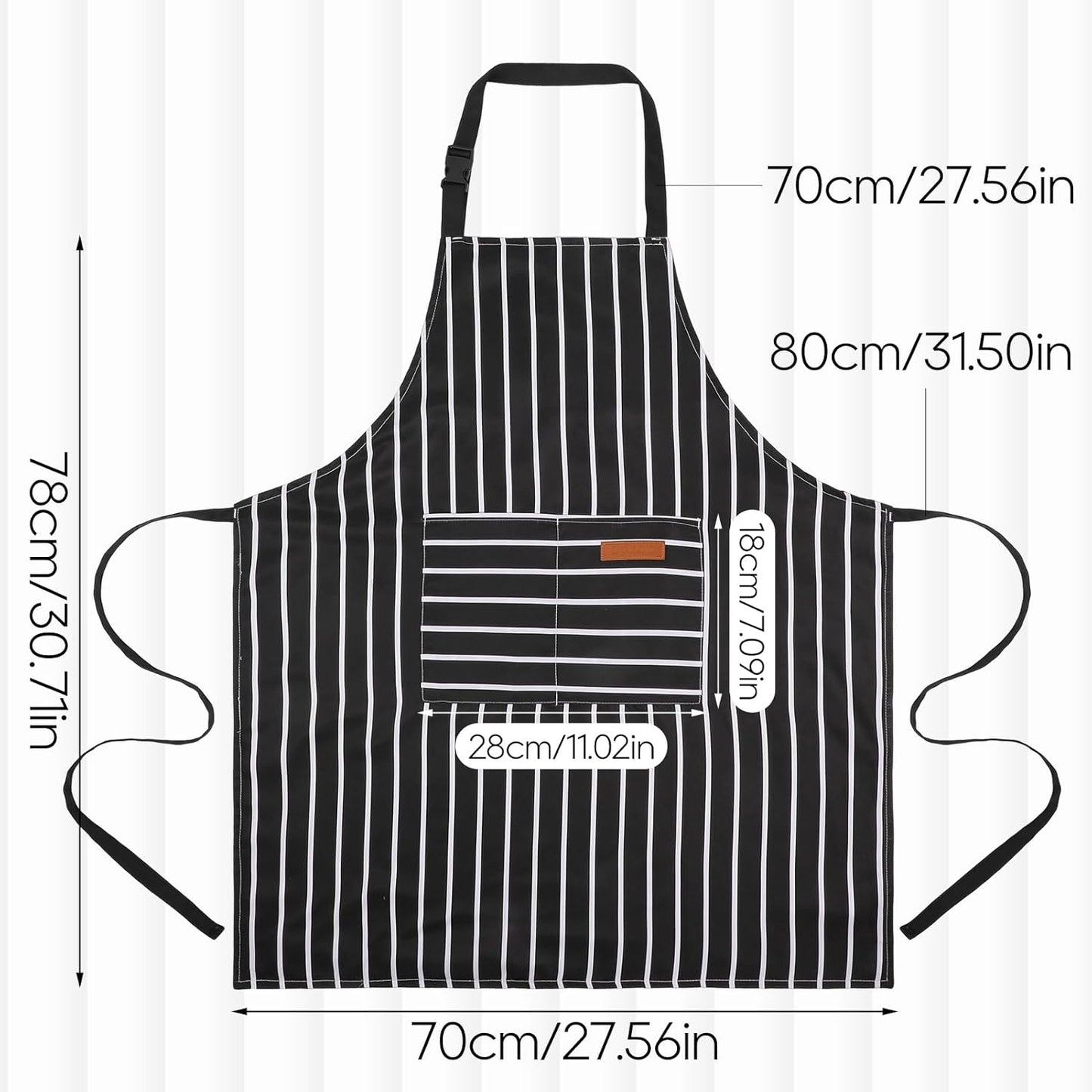 Delantal cocina ajustable con bolsillos para chef y jardinería