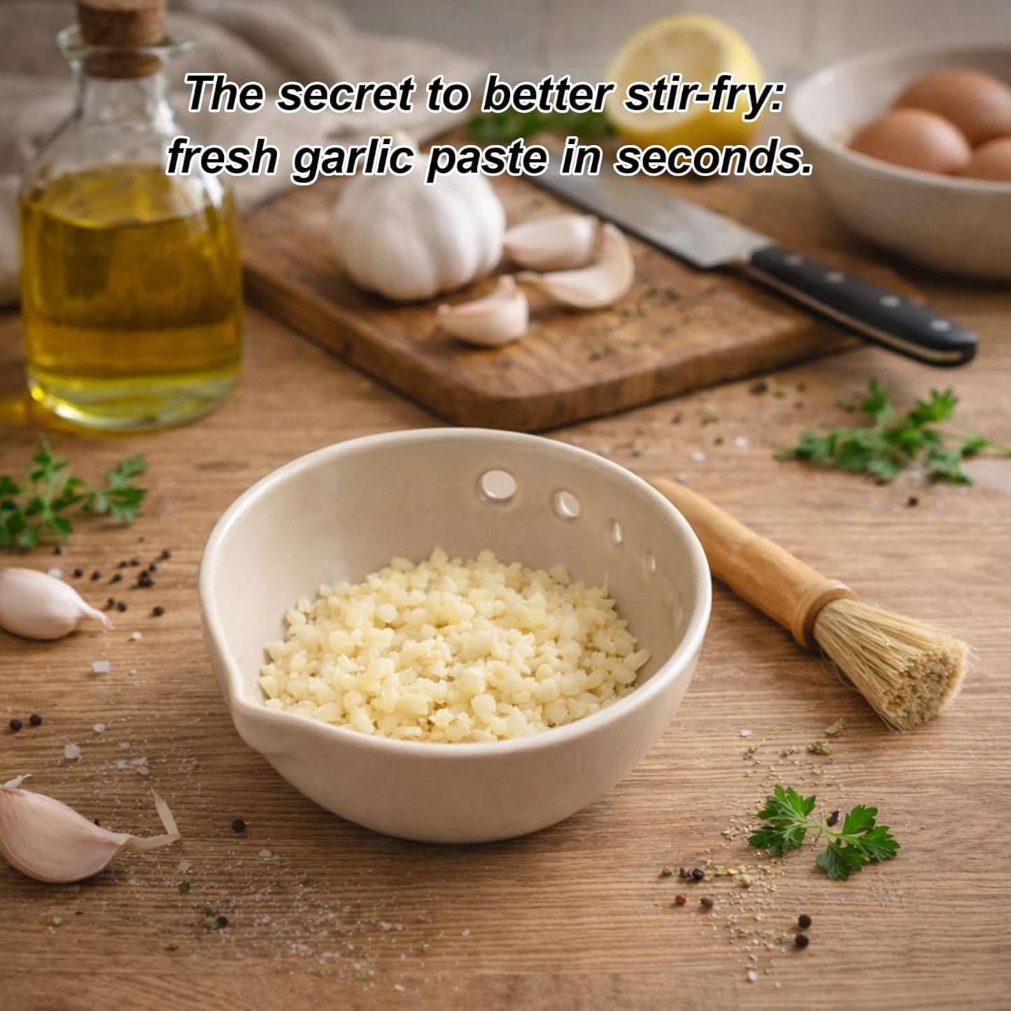 Plato rallador de ajo juego 2 piezas con cepillo
