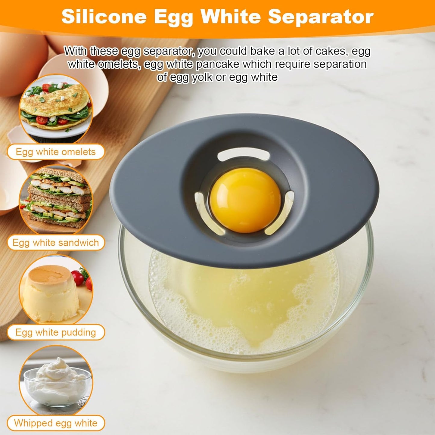 2 Separadores Huevos Silicona 3 Agujeros para Yema