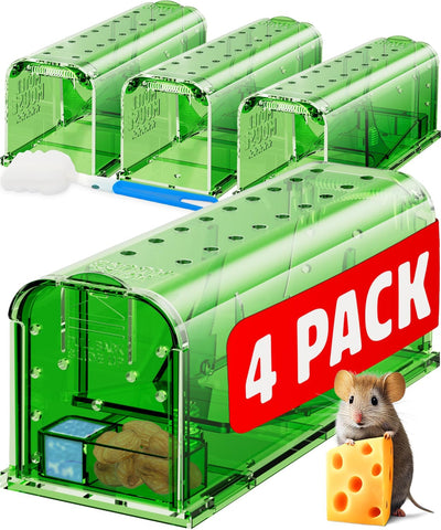 Trampa ratones viva 4 pack reutilizable con cepillo
