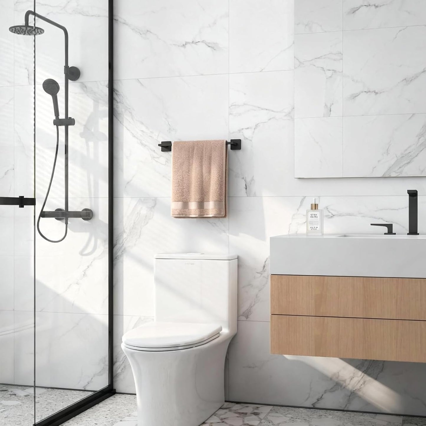 Toallero negro 16pulg acero inox SUS304 para baño