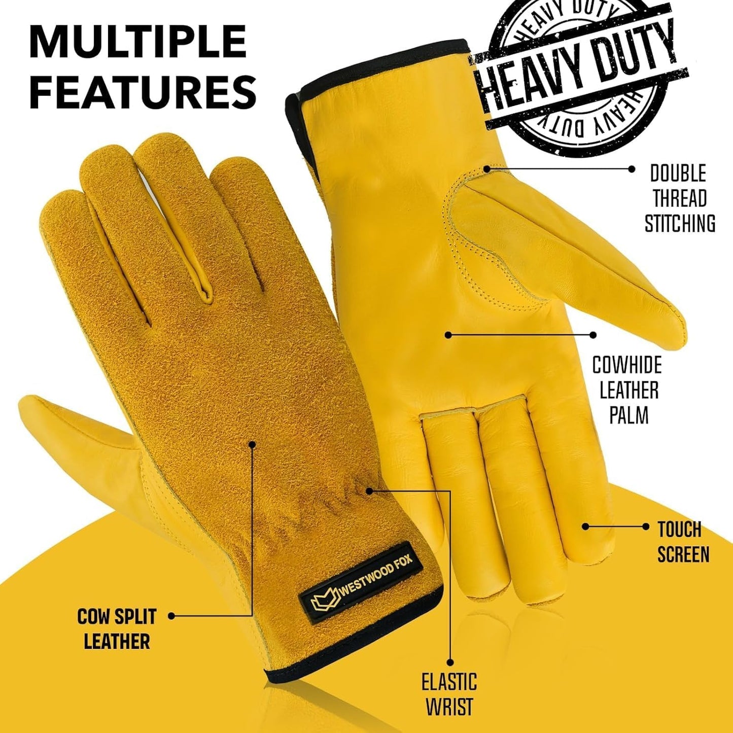 Guantes cuero resistente para jardinería y construcción
