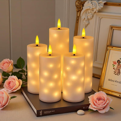 Velas LED parpadeantes temporizador 5 pzas acrílicas
