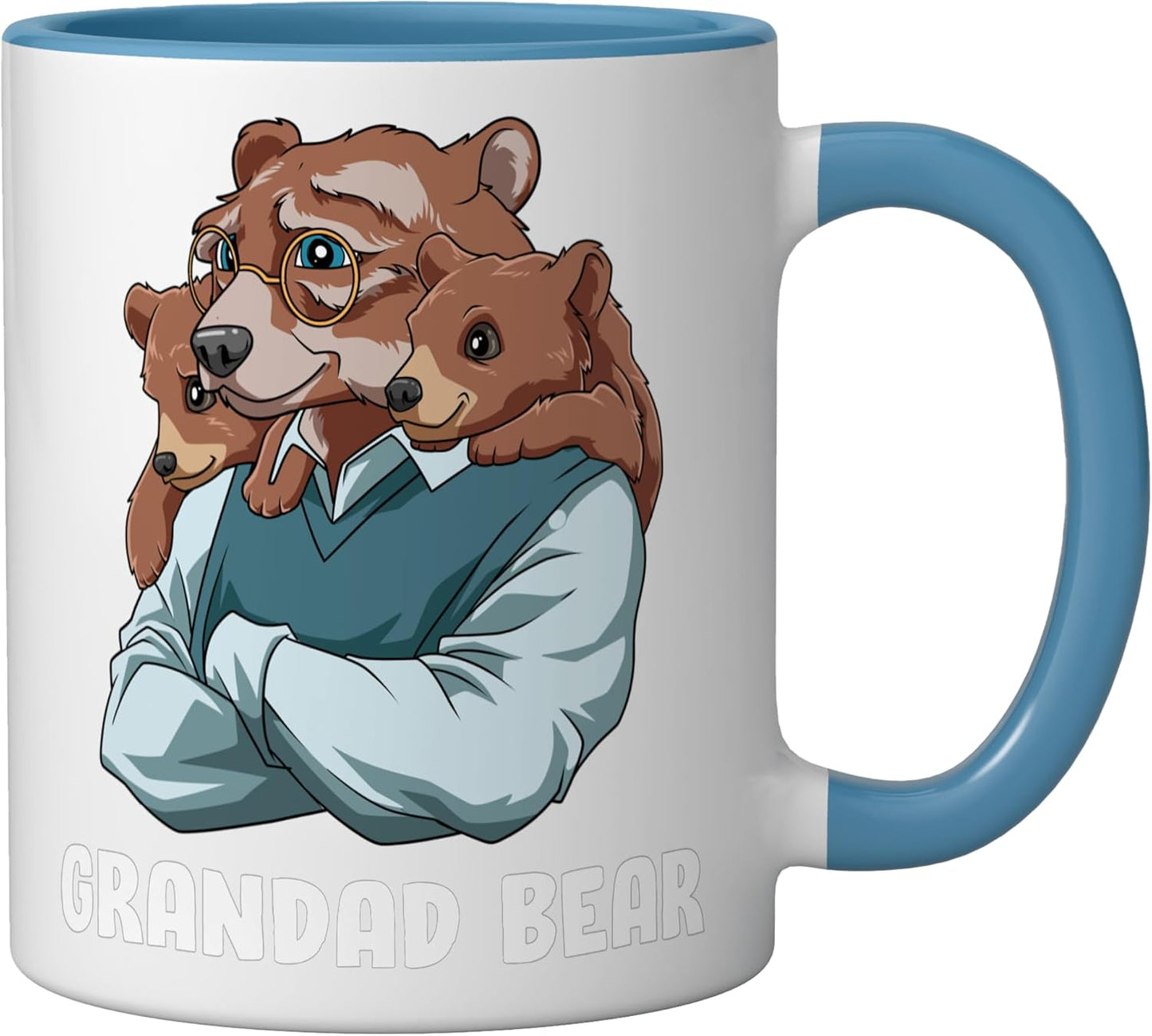 Taza cerámica abuelo y nieto oso azul/blanco