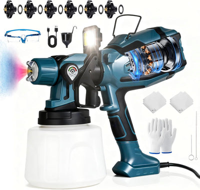 Pulverizador pintura casa 1250W 6 boquillas 47.3oz LED