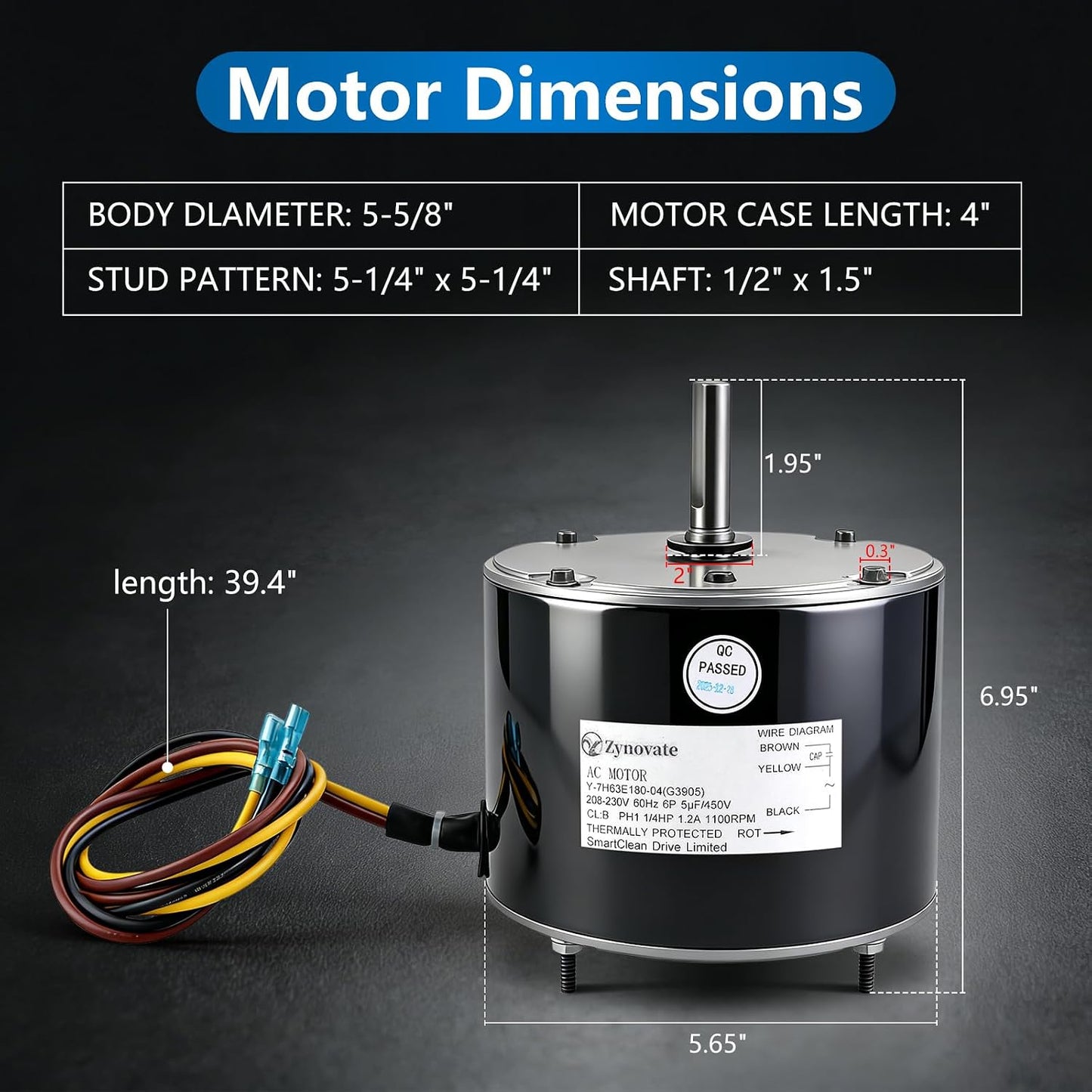 Motor ventilador condensador 1/4 HP 208-230V comp G3905