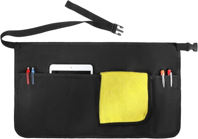 Delantal negro camarera con hebilla 4 bolsillos impermeable