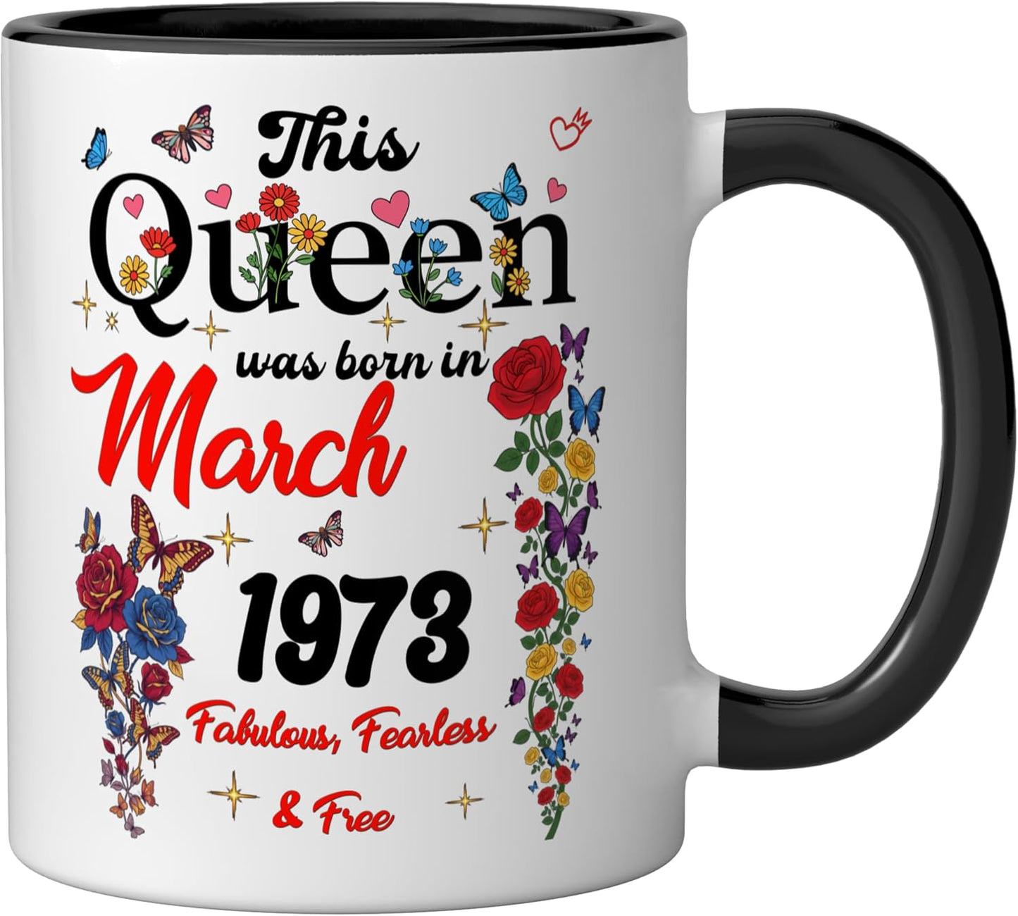 Taza cerámica para cumpleaños mujer reina negra/blanca