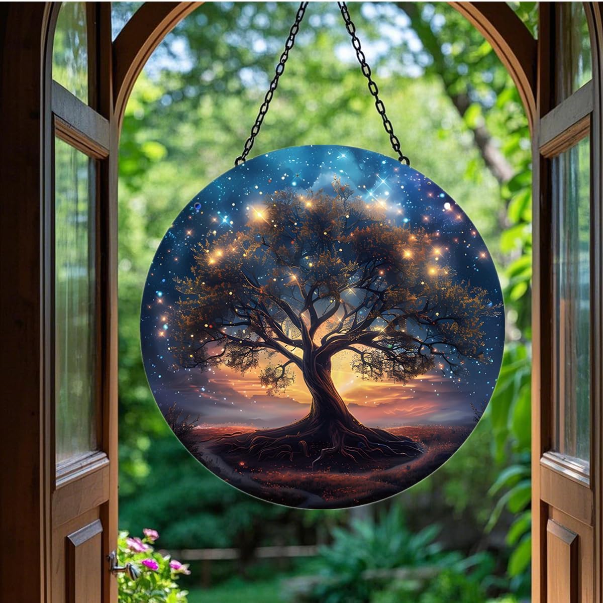 Atrapasoles pintado a mano diseño árbol 7.8pulg decoración