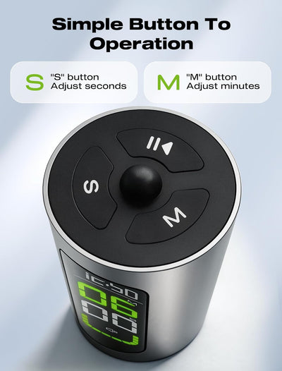 Temporizador visual digital MASHI recargable 99 minutos con reloj